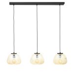 Brilliant Kaizen Luce Pendente Vetro Luce Pendente Metallo Nero Beige | Adatto per 3x E27