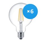 Confezione Multipack 6x Philips Corepro LED Globe E27 Filamento Chiara 95mm 7W 806lm - 827 Bianco Molto Caldo | Sostitutiva 60W