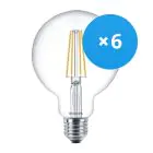Confezione Multipack 6x Philips Corepro LED Globe E27 Filamento Chiara 95mm 7W 806lm - 827 Bianco Molto Caldo | Sostitutiva 60W