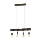 Eglo Luce Pendente Townshend 4 Acciaio Marrone | IP20 - Adatto per 4x E27 